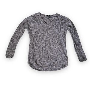 H&M Pink Black Marled Sweater Space Dye V-neck Long Sleeve Pullover Size Medium